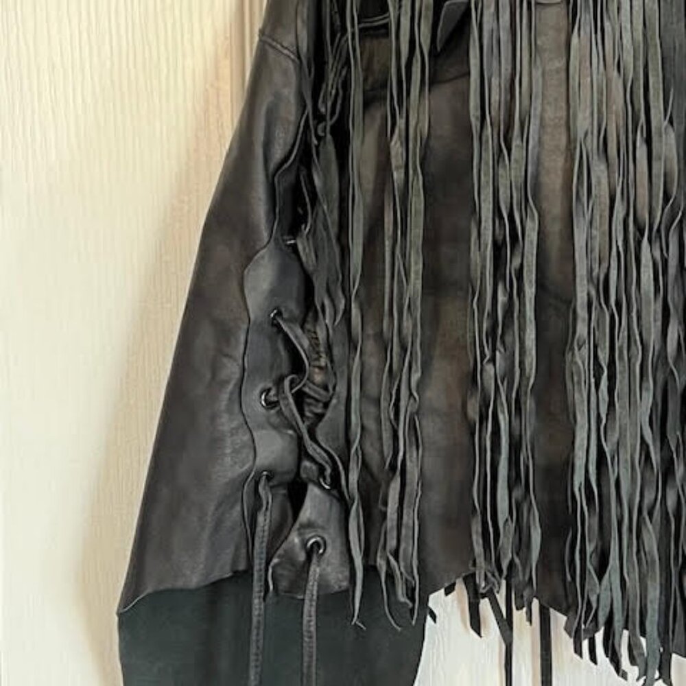 AllSaints Iconic Leather Rocker Fringed Gilet Vest - Picture 6 of 12
